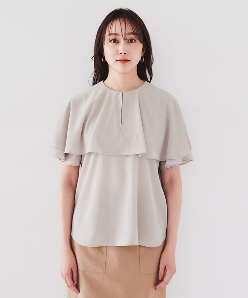 【セール】【二の腕カバー/パウダータッチ】ケープデザインブラウス（シャツ/ブラウス）｜UNTITLED（アンタイトル）