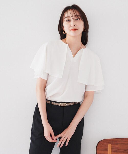 【セール】【二の腕カバー/パウダータッチ】ケープデザインブラウス（シャツ/ブラウス）｜UNTITLED（アンタイトル）