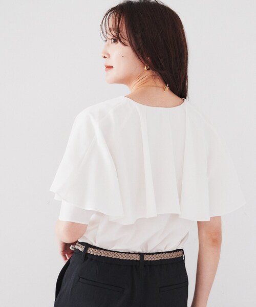 【セール】【二の腕カバー/パウダータッチ】ケープデザインブラウス（シャツ/ブラウス）｜UNTITLED（アンタイトル）