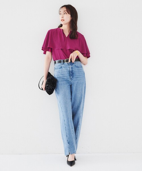 【セール】【二の腕カバー/パウダータッチ】ケープデザインブラウス（シャツ/ブラウス）｜UNTITLED（アンタイトル）