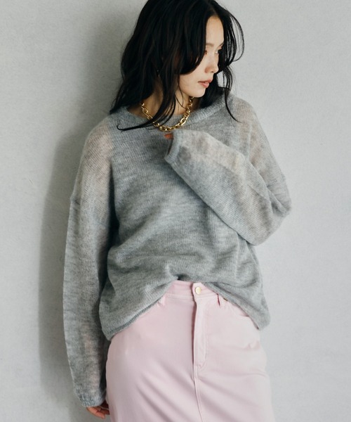 BARNYARDSTORM（バンヤードストーム）の「BARNYARDSTORM / モヘアライトニット【WEB限定カラー】ハンドウォッシャブル（ニット/セーター・レディース・ベージュ/ブラック/ホワイト/グレー/レッド/ピンク/ブルー・FREE）」の15枚目の写真