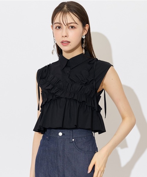 SWINGLE（スウィングル）の「ノースリーブシャツ×ビスチェセットブラウス（シャツ/ブラウス・レディース・ブルー系その他4/グレー系その他4/ブラック・FREE）」の2枚目の写真