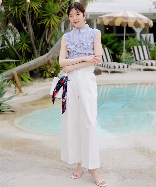 SWINGLE（スウィングル）の「ノースリーブシャツ×ビスチェセットブラウス（シャツ/ブラウス・レディース・ブルー系その他4/グレー系その他4/ブラック・FREE）」の10枚目の写真