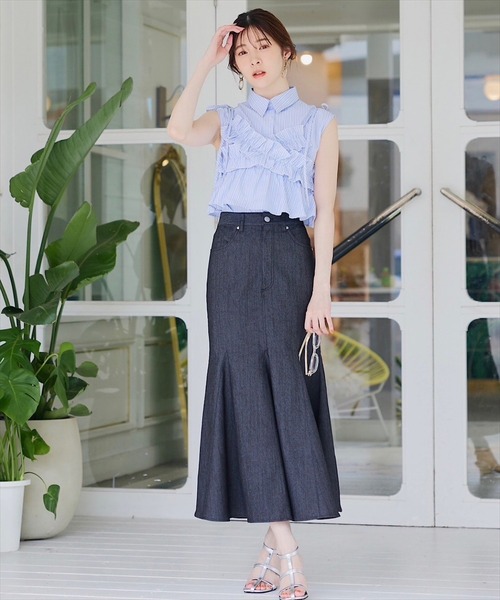 SWINGLE（スウィングル）の「ノースリーブシャツ×ビスチェセットブラウス（シャツ/ブラウス・レディース・ブルー系その他4/グレー系その他4/ブラック・FREE）」の9枚目の写真