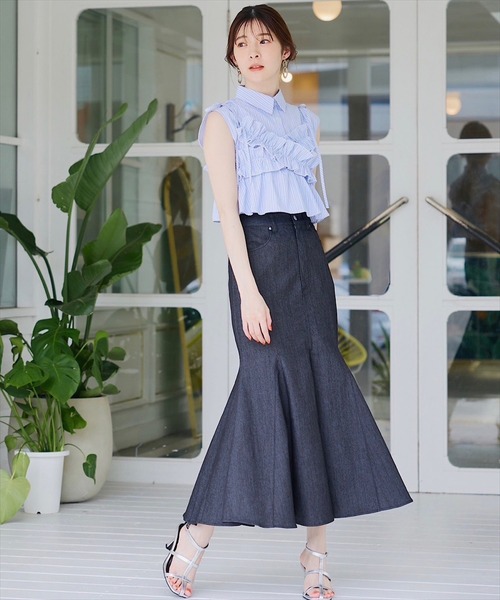 SWINGLE（スウィングル）の「ノースリーブシャツ×ビスチェセットブラウス（シャツ/ブラウス・レディース・ブルー系その他4/グレー系その他4/ブラック・FREE）」の8枚目の写真