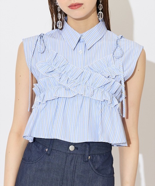 SWINGLE（スウィングル）の「ノースリーブシャツ×ビスチェセットブラウス（シャツ/ブラウス・レディース・ブルー系その他4/グレー系その他4/ブラック・FREE）」の6枚目の写真