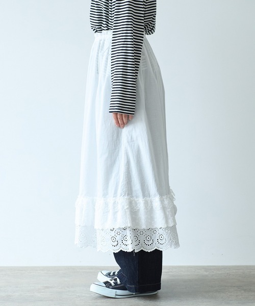 bulle de savon（ビュルデサボン）の「△3ren lace 2wayギャザースカート（スカート・レディース・ブラック/ホワイト・FREE）」の10枚目の写真