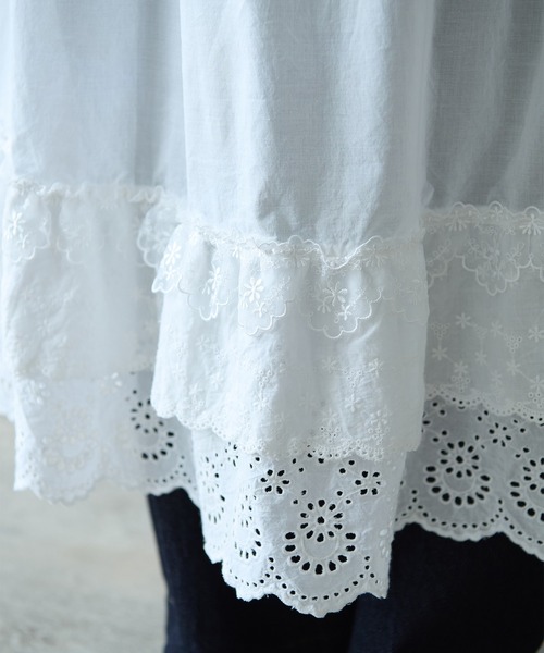 bulle de savon（ビュルデサボン）の「△3ren lace 2wayギャザースカート（スカート・レディース・ブラック/ホワイト・FREE）」の5枚目の写真