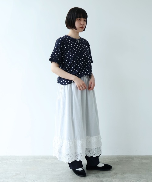 bulle de savon（ビュルデサボン）の「△3ren lace 2wayギャザースカート（スカート・レディース・ブラック/ホワイト・FREE）」の5枚目の写真