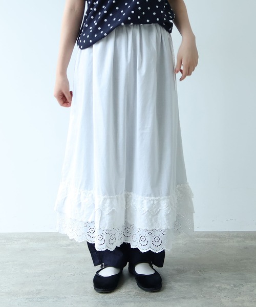 bulle de savon（ビュルデサボン）の「△3ren lace 2wayギャザースカート（スカート・レディース・ブラック/ホワイト・FREE）」の7枚目の写真