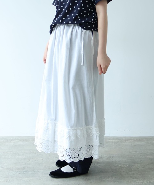 bulle de savon（ビュルデサボン）の「△3ren lace 2wayギャザースカート（スカート・レディース・ブラック/ホワイト・FREE）」の8枚目の写真