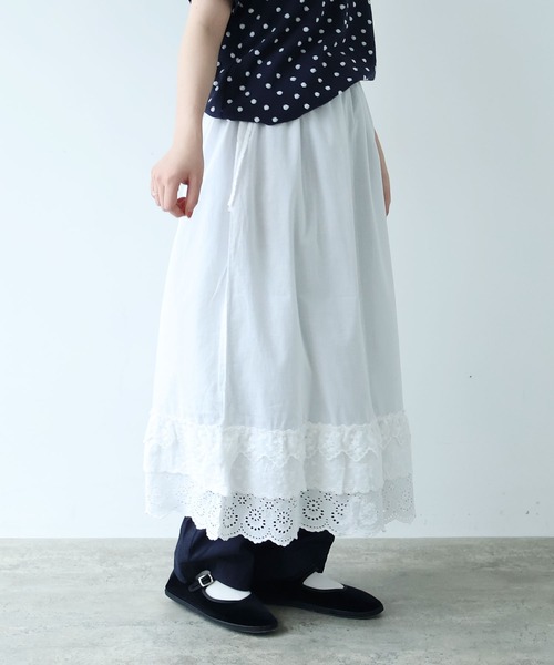 bulle de savon（ビュルデサボン）の「△3ren lace 2wayギャザースカート（スカート・レディース・ブラック/ホワイト・FREE）」の10枚目の写真