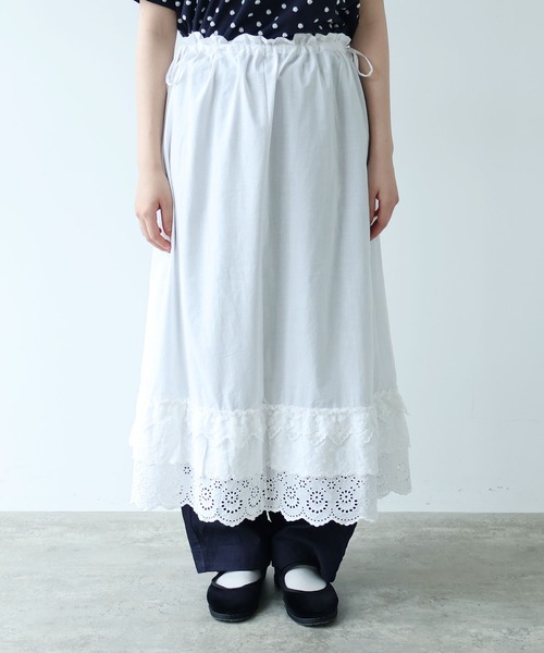 bulle de savon（ビュルデサボン）の「△3ren lace 2wayギャザースカート（スカート・レディース・ブラック/ホワイト・FREE）」の15枚目の写真