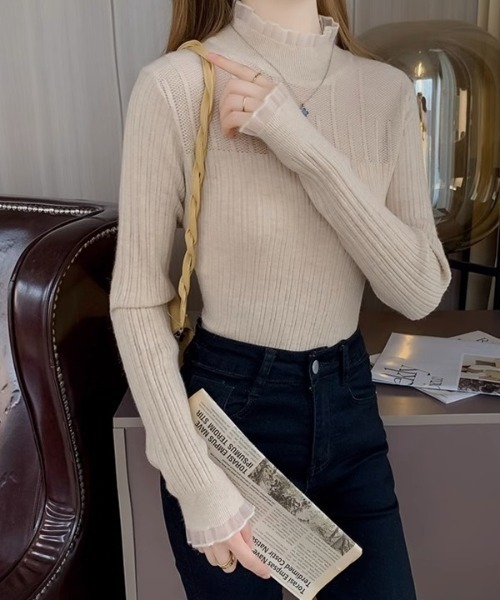 H.TOKYO(エイチトウキョウ)の「フリル リブニットトップス(ニット/セーター・レディース・ホワイト/ベージュ/ブラック・FREE)」の19枚目の写真
