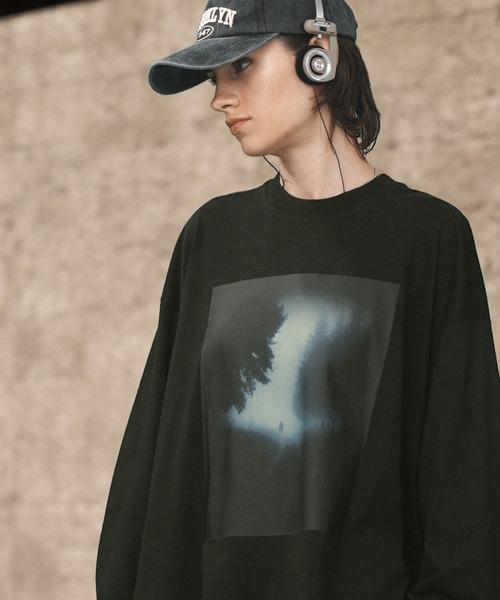 ENDER PRODUCTS（エンダープロダクツ）の「ノイズランドスケープグラフィックプリントカットソー【ENDER PRODUCTS/エンダープロダクツ】（Tシャツ/カットソー・メンズ・スミクロ/ブラック/ホワイト・L/M）」の2枚目の写真