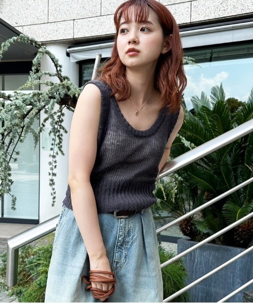 セール】モヘアタッチシアーニットベスト（ニット/セーター）｜DOUBLE