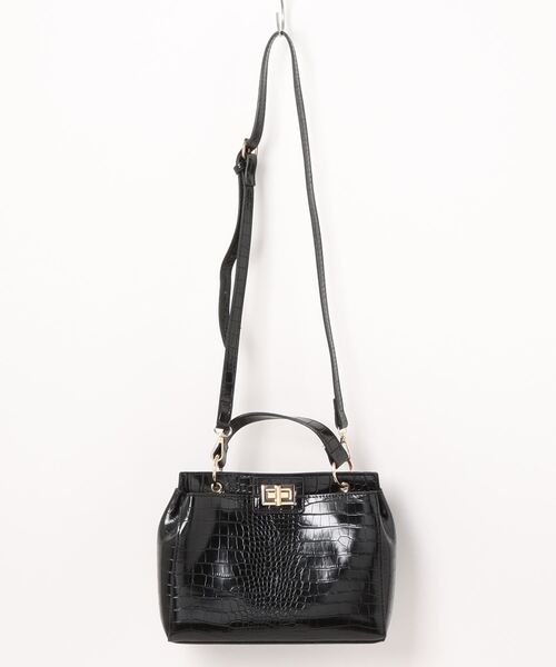 セール】【2way】高見えクロコ柄レザーライクハンドバッグ/ショルダー