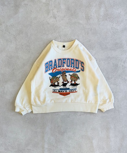 Life Support Products（ライフサポートプロダクツ）の「L/Sプリントトレーナー（スウェット・キッズ・チャコール/オフホワイト/杢グレー/グリーン/ピンク/モカ/ネイビー/マスタード/ホワイト系その他/レッド・100/95/90/80/110/150/140/130/120）」の2枚目の写真