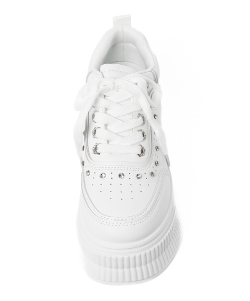 R&E（アールアンドイー）の「【R&E】ビジューデコレイト厚底スニーカー（スニーカー・レディース・ホワイト/ブラック・M/L/LL/S）」の7枚目の写真