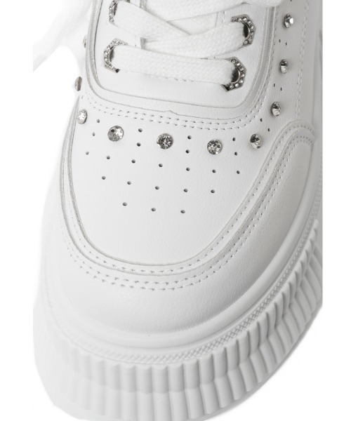 R&E（アールアンドイー）の「【R&E】ビジューデコレイト厚底スニーカー（スニーカー・レディース・ホワイト/ブラック・M/L/LL/S）」の12枚目の写真