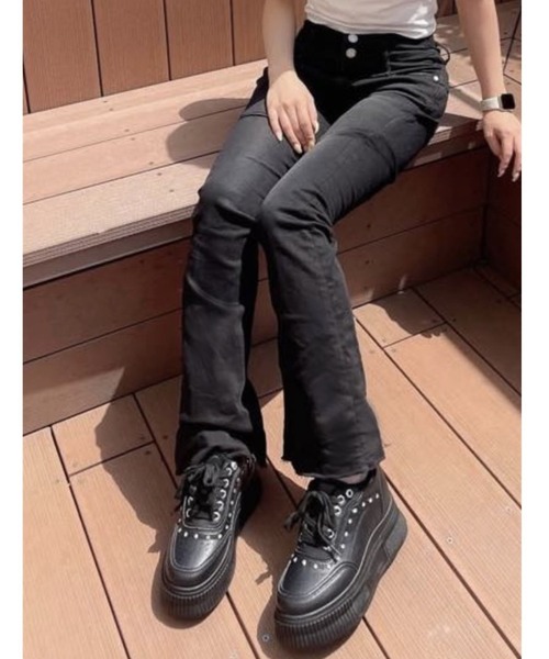 R&E（アールアンドイー）の「【R&E】ビジューデコレイト厚底スニーカー（スニーカー・レディース・ホワイト/ブラック・M/L/LL/S）」の18枚目の写真