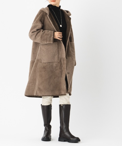 セール】リバーシブル ムートンコート エコファー 手洗い可 軽い ボア