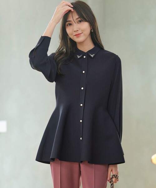 ANY SIS(エニィスィス)の「【洗える】ペプラムニット ジレ(ニット/セーター・レディース・アイボリー系/ネイビー系/スカイブルー系・2)」の3枚目の写真