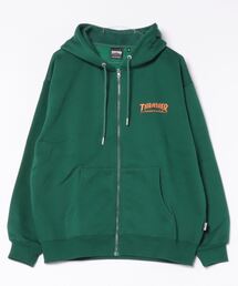 【THRASHER/スラッシャー】裏起毛ワンポイント刺繍ジップアップパーカー