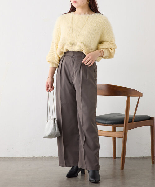 continuer de NICE CLAUP（コンティニューデナイスクラップ）の「【WEB限定】《サイズ展開あり》美シルエットツータックワイドパンツ（その他パンツ・レディース・ブラウン/ブラック/チャコールグレー・SMALL/MEDIUM）」の5枚目の写真