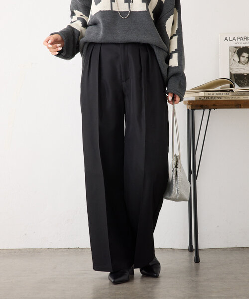 continuer de NICE CLAUP（コンティニューデナイスクラップ）の「【WEB限定】《サイズ展開あり》美シルエットツータックワイドパンツ（その他パンツ・レディース・ブラウン/ブラック/チャコールグレー・SMALL/MEDIUM）」の13枚目の写真