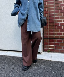 【WEB限定】《サイズ展開あり》美シルエットツータックワイドパンツ