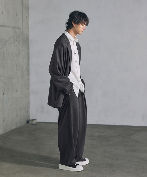 CTHY(シティ)の「ウールライクルーズシルエットテーラードジャケット 【セットアップ対応】(テーラードジャケット・メンズ・ブラック/チャコール・S/M/L/XL)」の13枚目の写真