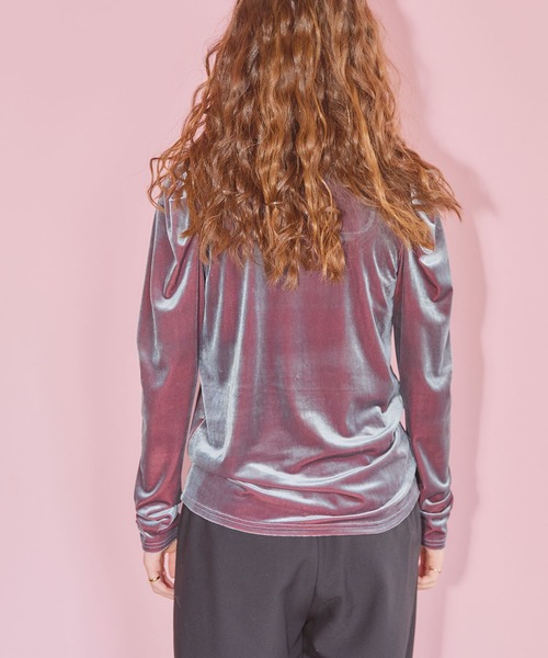 ELLEgirl（エルガール）の「配色ベロアパフスリーブトップス（Tシャツ/カットソー・レディース・ネイビー/ピンク・FREE）」の15枚目の写真