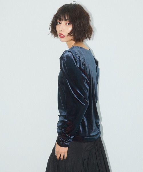 ELLEgirl（エルガール）の「配色ベロアパフスリーブトップス（Tシャツ/カットソー・レディース・ネイビー/ピンク・FREE）」の20枚目の写真