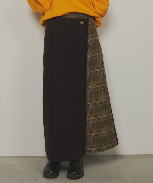 Unitage チェックコンビラップスカート ¥7,920 Recommend item. ▪️チェックコンビラップスカート ORG.NVY