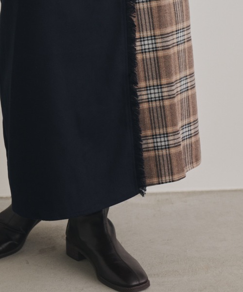 Unitage（ユニテージ）の「チェックコンビラップスカート（スカート・レディース・オレンジ/ブルー/ダークブラウン/ネイビー・FREE）」の9枚目の写真