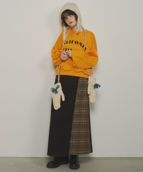 Unitage（ユニテージ）の「チェックコンビラップスカート（スカート・レディース・オレンジ/ブルー/ダークブラウン/ネイビー・FREE）」の16枚目の写真