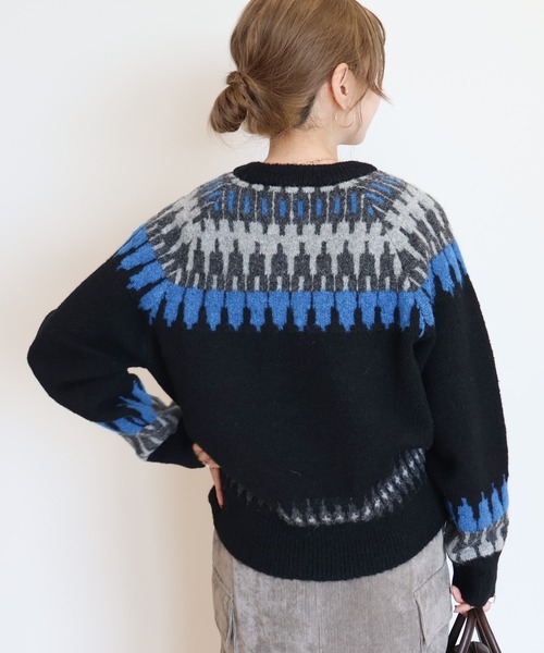 セール】ノルディック柄ニットプルオーバー（ニット/セーター