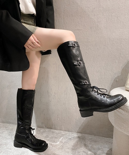 【フィンコンフォート】ブラックレースアップロングブーツ フィンコンフォート】ブラックレースアップロングブーツ