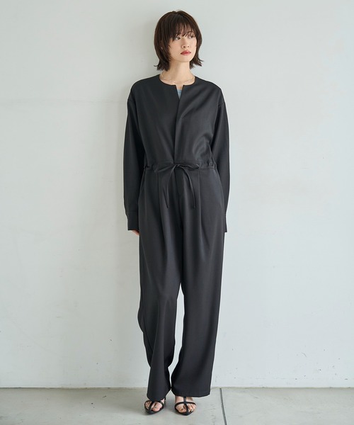 セール】ノーカラージャンプスーツ（つなぎ/オールインワン