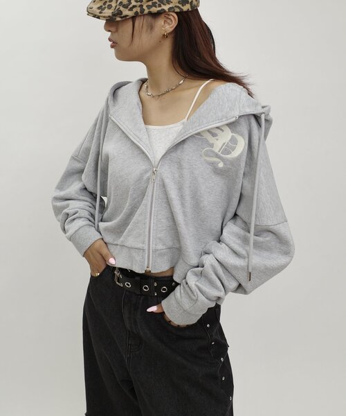 WHO'S WHO gallery（フーズフーギャラリー）の「【SLOPPY/スロッピー】刺繍ロゴジップパーカー（パーカー・レディース・グレー/チャコールグレー/ネイビー/ライトグレー・FREE）」の3枚目の写真