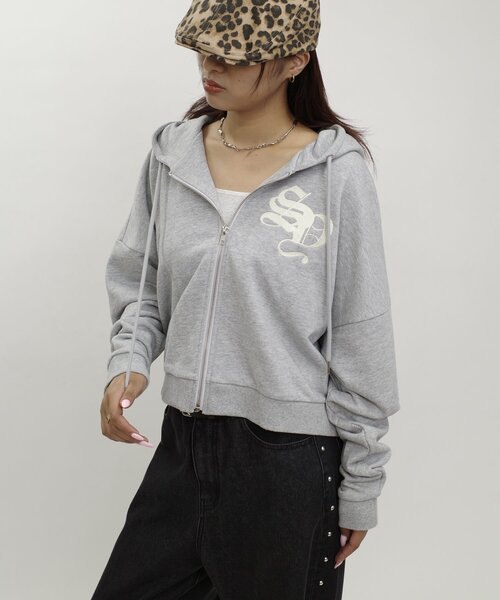 WHO'S WHO gallery（フーズフーギャラリー）の「【SLOPPY/スロッピー】刺繍ロゴジップパーカー（パーカー・レディース・グレー/チャコールグレー/ネイビー/ライトグレー・FREE）」の5枚目の写真