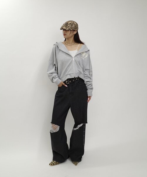 WHO'S WHO gallery（フーズフーギャラリー）の「【SLOPPY/スロッピー】刺繍ロゴジップパーカー（パーカー・レディース・グレー/チャコールグレー/ネイビー/ライトグレー・FREE）」の6枚目の写真