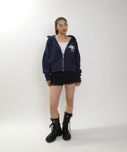 WHO'S WHO gallery（フーズフーギャラリー）の「【SLOPPY/スロッピー】刺繍ロゴジップパーカー（パーカー・レディース・グレー/チャコールグレー/ネイビー/ライトグレー・FREE）」の19枚目の写真