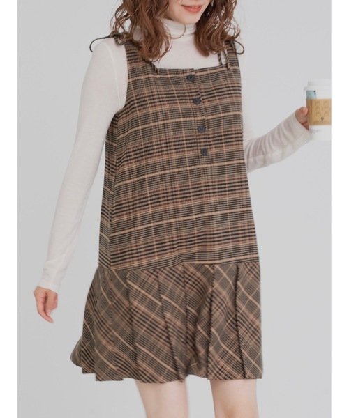 JUMELLE（ジュメロ）の「pleats check mini op（ワンピース・レディース・ブラウン・FREE）」の2枚目の写真