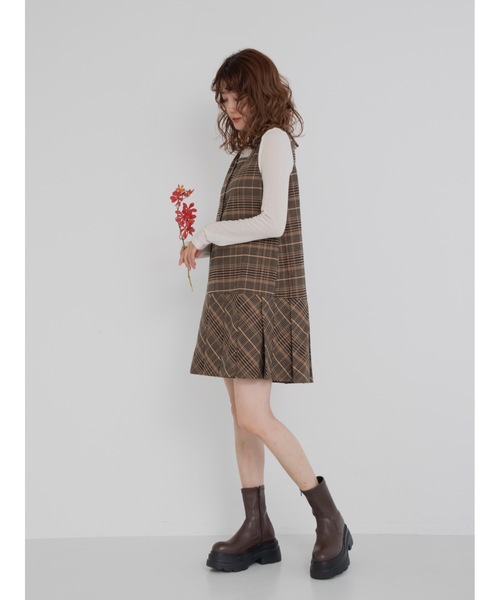 JUMELLE（ジュメロ）の「pleats check mini op（ワンピース・レディース・ブラウン・FREE）」の8枚目の写真
