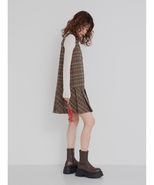 JUMELLE（ジュメロ）の「pleats check mini op（ワンピース・レディース・ブラウン・FREE）」の9枚目の写真
