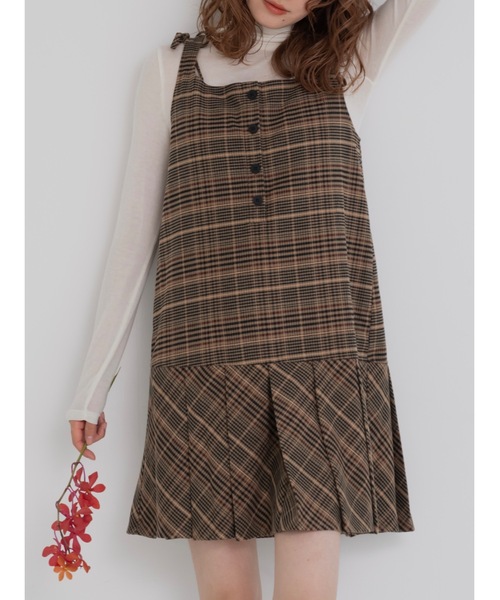 JUMELLE（ジュメロ）の「pleats check mini op（ワンピース・レディース・ブラウン・FREE）」の3枚目の写真