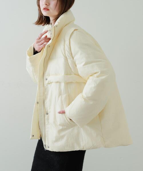 SENSE OF PLACE by URBAN RESEARCH（センスオブプレイスバイアーバンリサーチ）の「『WEB/一部店舗限定』2WAYスタンドカラーダウン（ダウンジャケット/コート・レディース・イエロー/アイボリー/ブラック・ONE）」の2枚目の写真