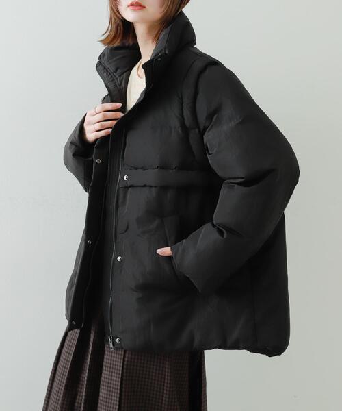 SENSE OF PLACE by URBAN RESEARCH（センスオブプレイスバイアーバンリサーチ）の「『WEB/一部店舗限定』2WAYスタンドカラーダウン（ダウンジャケット/コート・レディース・イエロー/アイボリー/ブラック・ONE）」の3枚目の写真